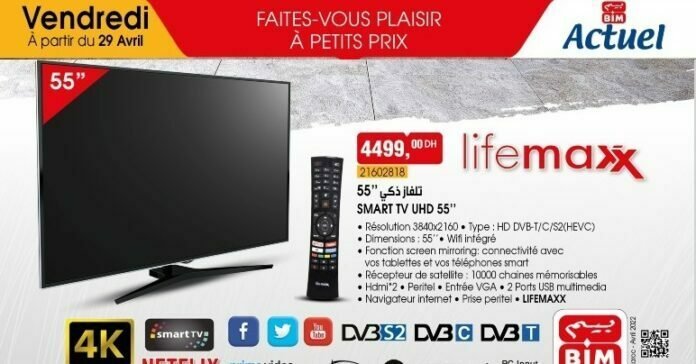 Bim 29 avril 2022 Smart TV UHD 55 LIFEMAXX