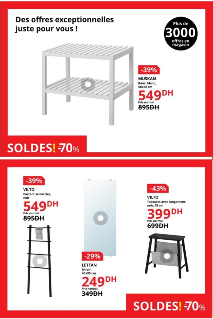 Catalogue Ikea maroc -70% jusqu'au 3 septembre 2024 solutions et accessoires d'ameublement