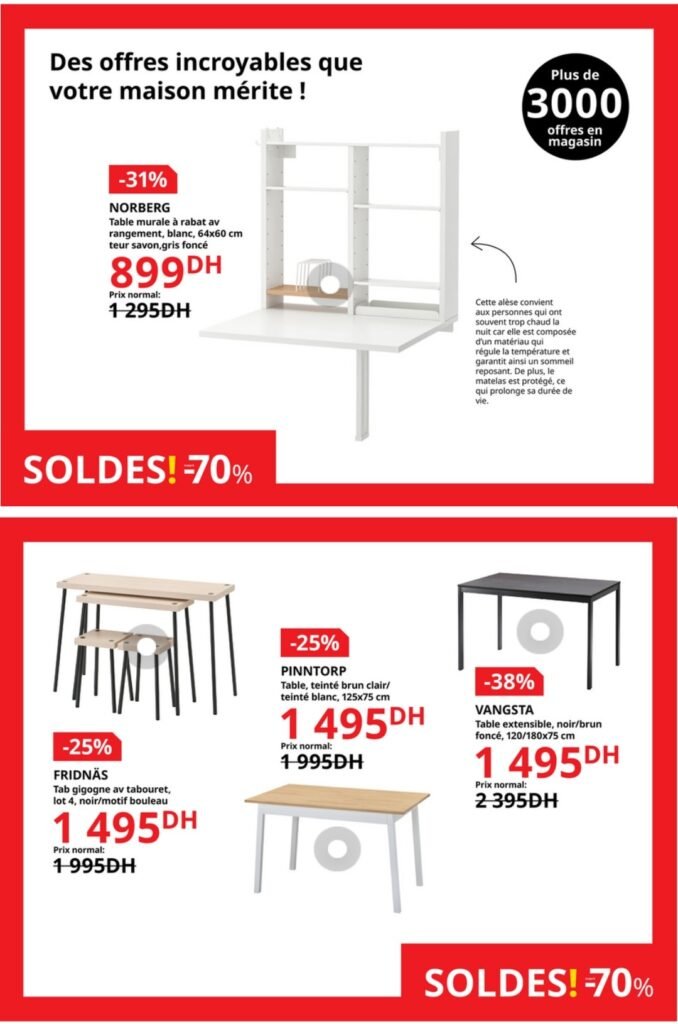 Catalogue Ikea maroc -70% jusqu'au 3 septembre 2024 solutions et accessoires d'ameublement