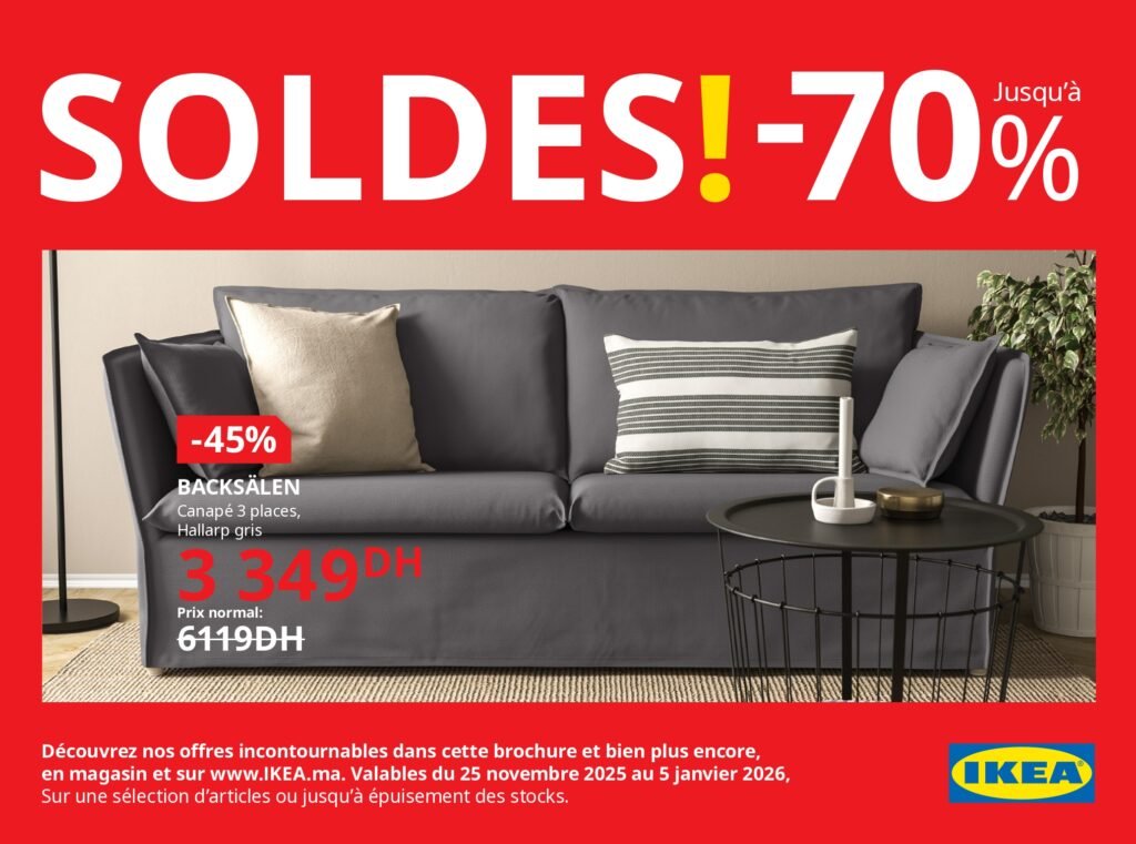 Soldes Ikea maroc -70% jusqu’au 5 janvier 2026