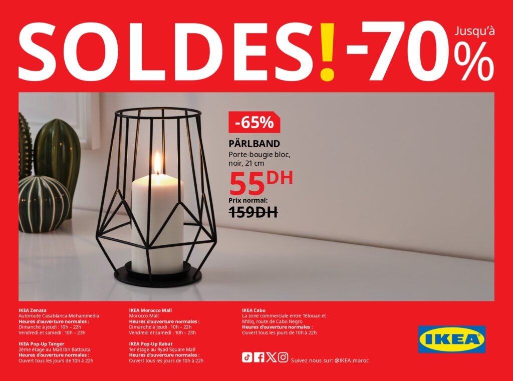 Soldes Ikea maroc -70% jusqu’au 5 janvier 2026